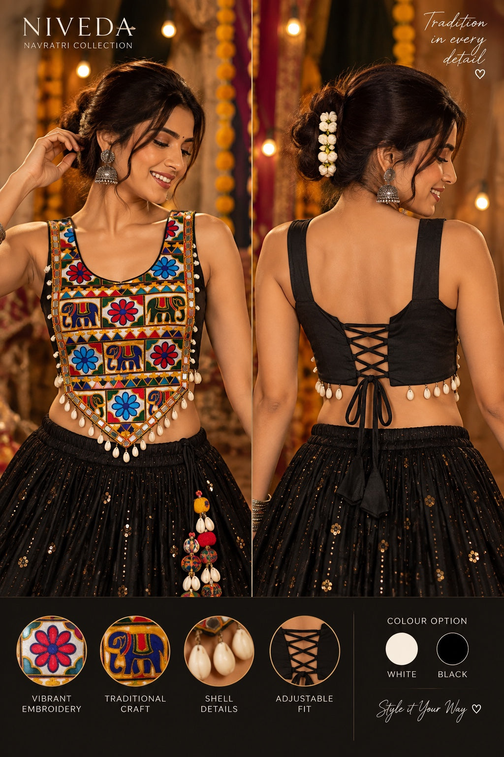 Aarika - Women Navratri Embroidered Designer Blouse