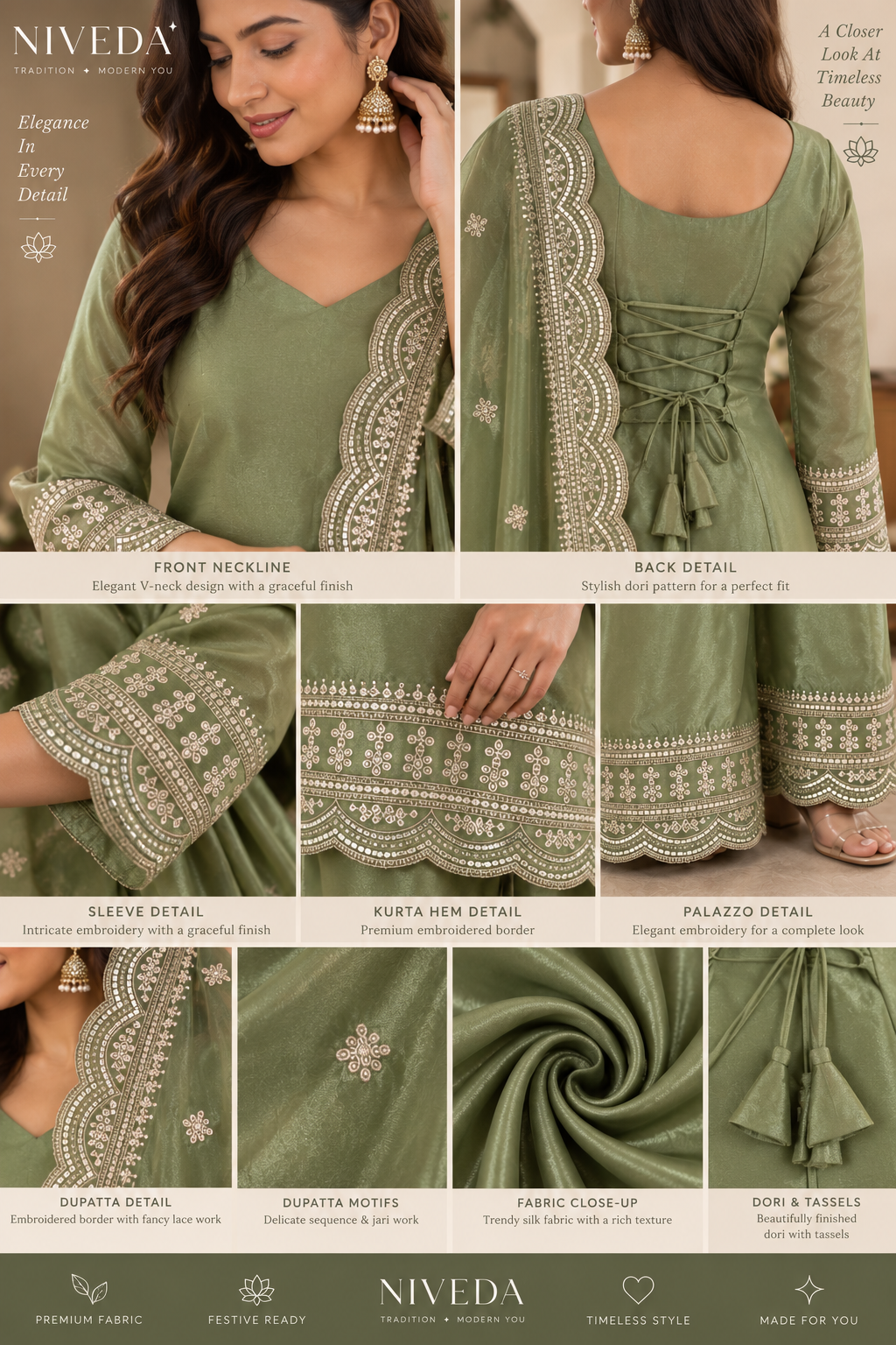 AARZOO – Designer Embroidered Silk Suit Set