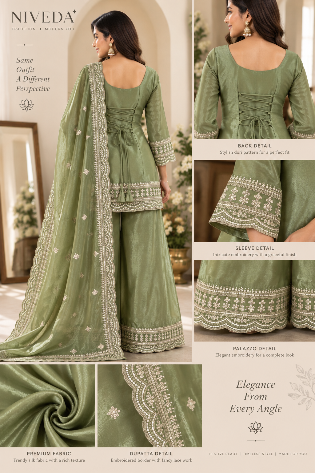 AARZOO – Designer Embroidered Silk Suit Set