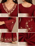 Nayra - Women Maroon Georgette Embroidered Suit Set