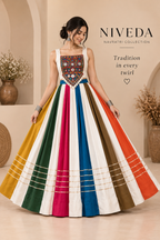Mira -  Lehenga Choli Set with Mirror Work Blouse &amp; Jacket