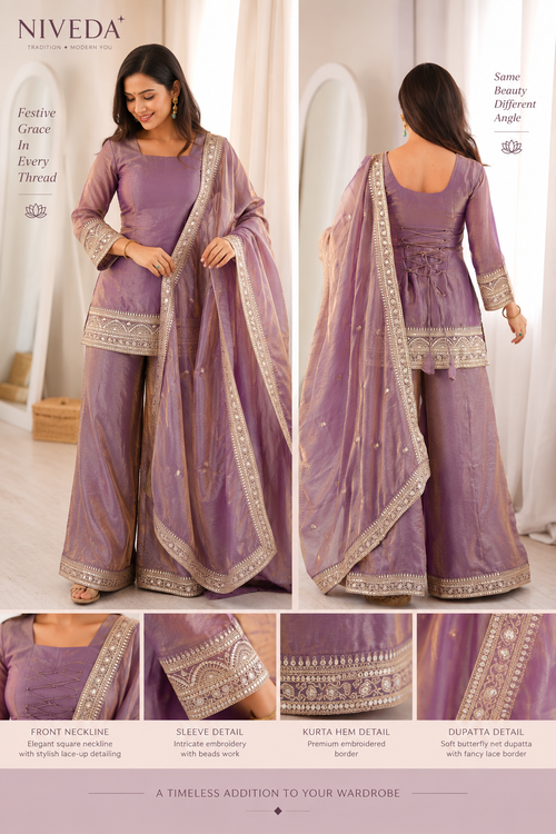 AARZOO – Designer Embroidered Silk Suit Set