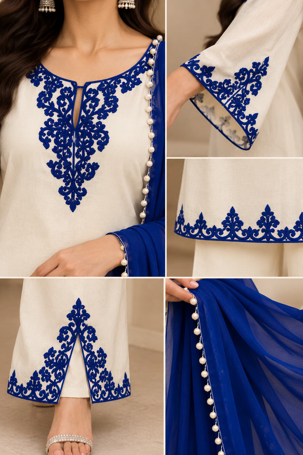 Noor - Women Ethnic Wear Suit Set – White