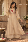 Kanak - Designer Party Wear Golden Tissue Three Piece Kurta Set