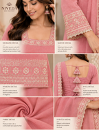 Meher - Party Wear Peach Tussar Silk Kurta Set