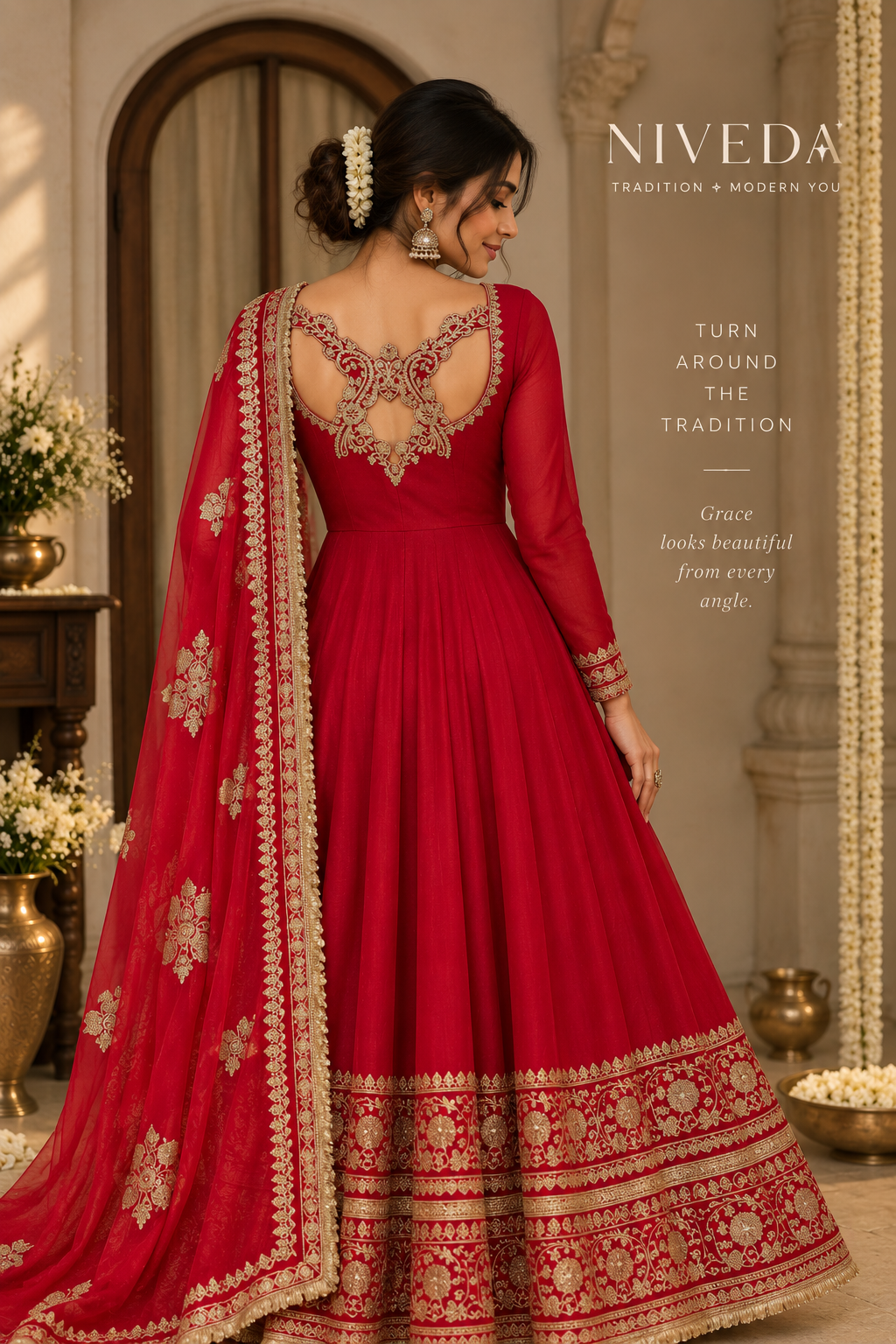 Shagun - Vichitra Silk Anarkali Suit Set with Dupatta &amp; Pant