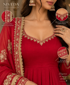 Shagun - Vichitra Silk Anarkali Suit Set with Dupatta &amp; Pant