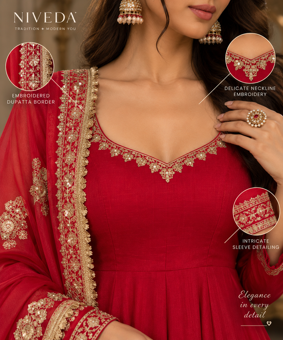 Shagun - Vichitra Silk Anarkali Suit Set with Dupatta &amp; Pant